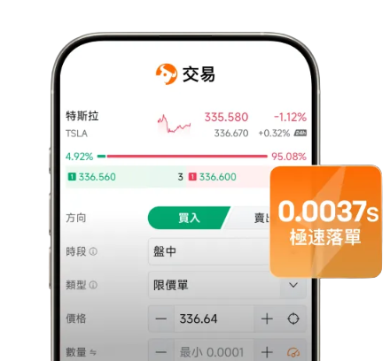 富途牛牛移动端极速落单浮窗界面